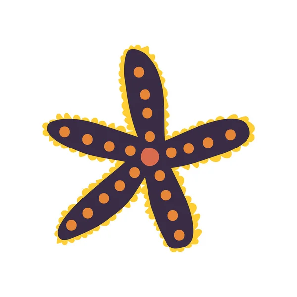 Starfish, Seaweed, Marine or Ocean Underwater Creature Vector Illustration — Stock Vector