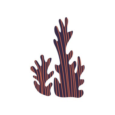 Beyaz arka plan üzerinde deniz yosunu sualtı doğal bitki vektör çizim