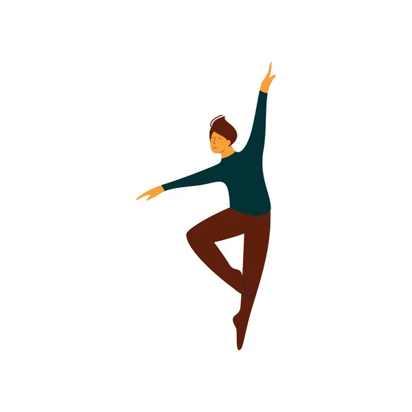 Male Ballet Dancer Performing Classical Ballet Dance Vector Illustration — Stock Vector