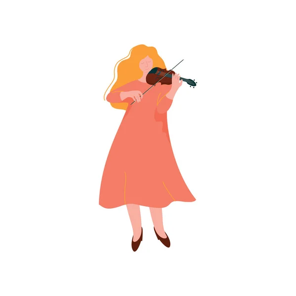 Jeune femme jouant du violon, musicienne Violoniste ith Instrument de musique classique Illustration vectorielle — Image vectorielle