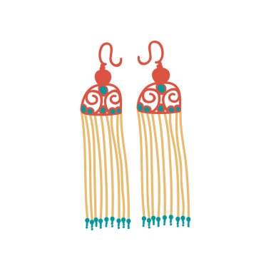 Fringe Earrings, Fashion Jewelry Accessories Vector Illustration clipart
