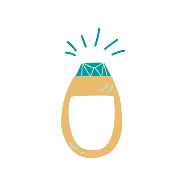Gouden Ring met een fonkelende steen, Fashion Jewelry accessoire vectorillustratie — Stockvector