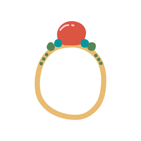 Gouden Ring met edelstenen, Fashion Jewelry accessoire vectorillustratie — Stockvector