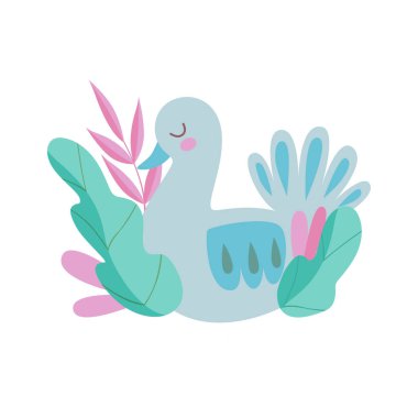 Şirin iç içe kuş, Bahar renkli vektör çizim sembolü