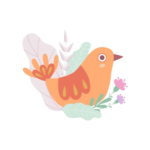 Lindo pájaro anidador, símbolo de primavera Vector Ilustración — Vector de stock