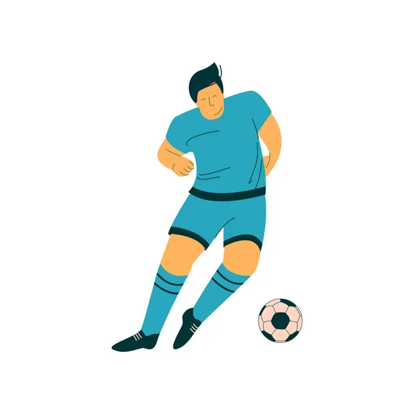 ボール、サッカー選手スポーツの一様ベクトル図に文字を持つ男子サッカー プレイヤー — ストックベクタ