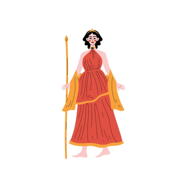 Diosa griega olímpica de Hera, Grecia antigua Mitología Héroe Vector Ilustración — Vector de stock