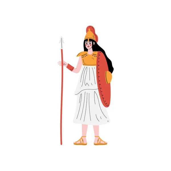 Athena Olympian Greek Goddess, Ancient Greece Mythology Hero Vector Illustration — Stock Vector