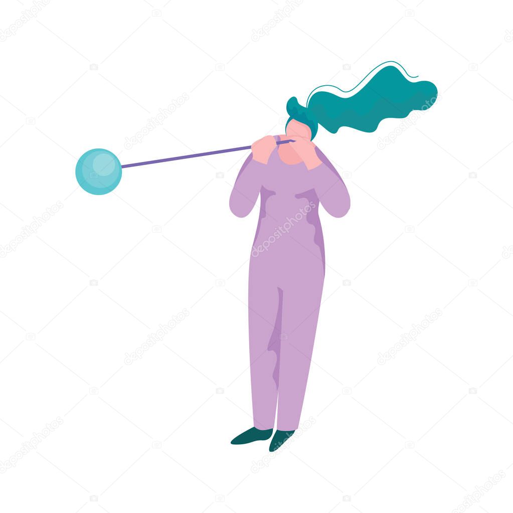 Young Woman Blowing Glass Vessel, Female Glassblower Character, Hobby or Profession Vector Illustration