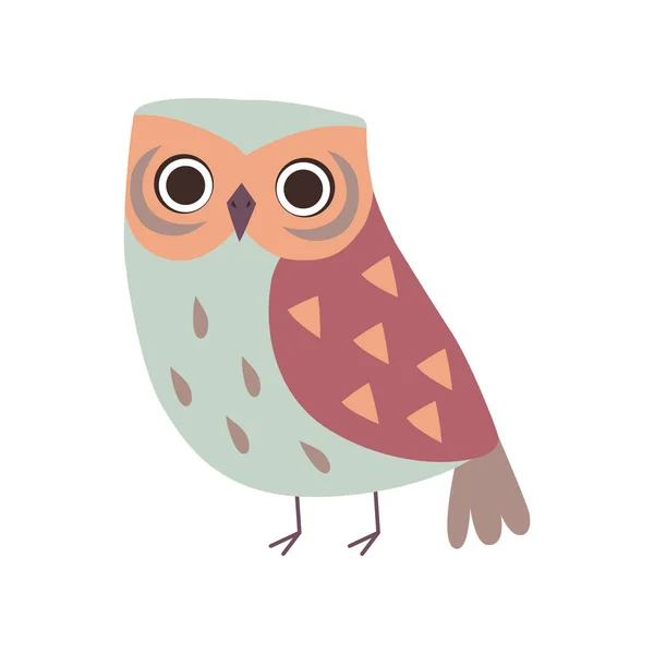 Cute Adorável Coruja Pássaro Desenhos Animados Personagem Vetor Ilustração — Vetor de Stock
