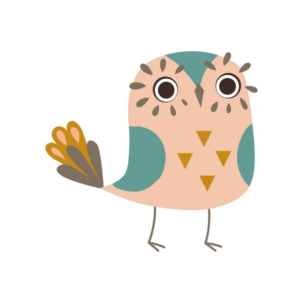 Ładny zabawny Owlet, urocza Sowa ptak wektor ilustracja — Wektor stockowy