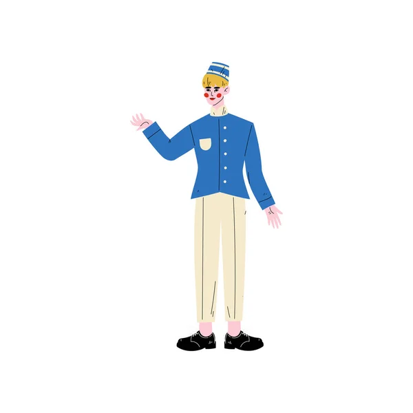 Portero o conserje masculino, personaje del personal del hotel en una ilustración vectorial uniforme — Archivo Imágenes Vectoriales