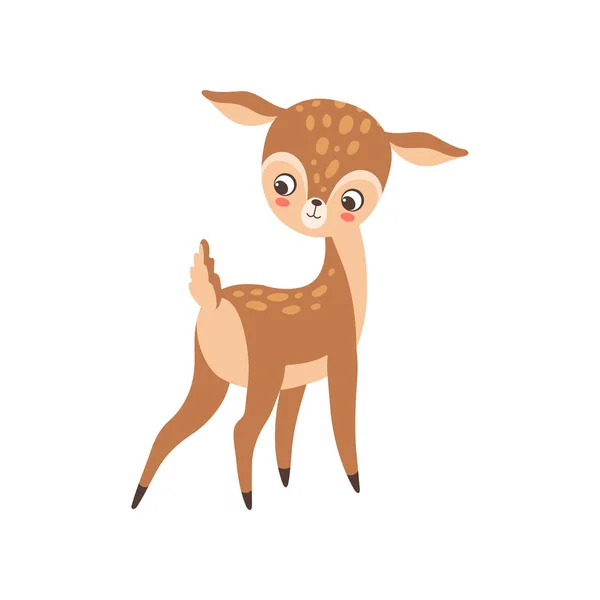 Cervo bonito do bebê, adorável floresta doce Fawn Animal Vector Ilustração —  Vetores de Stock