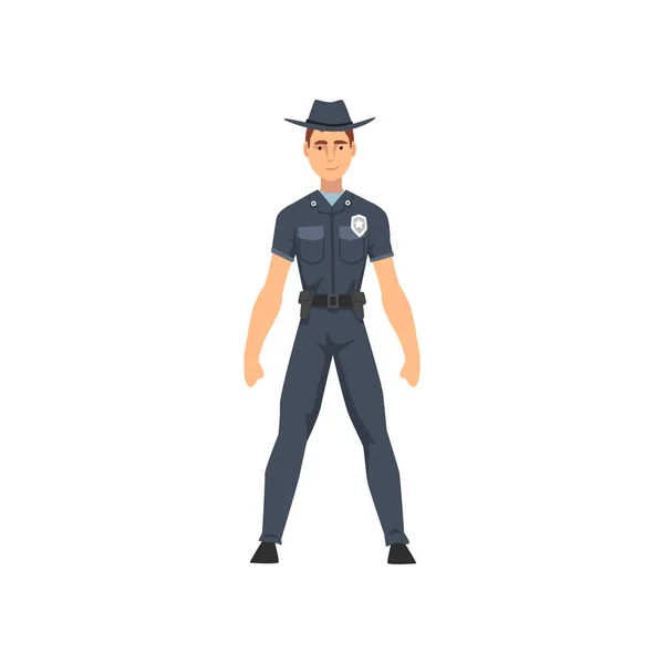 Oficial de Policía Uniforme, Sheriff Policía Personaje Vector Ilustración — Archivo Imágenes Vectoriales