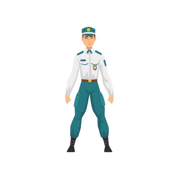 Polis i Uniform, professionell polis karaktär vektorillustration — Stock vektor