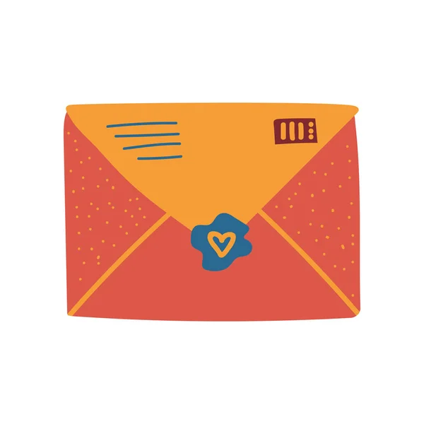 Retro oranje Mail envelop met zegel en stempel vectorillustratie — Stockvector