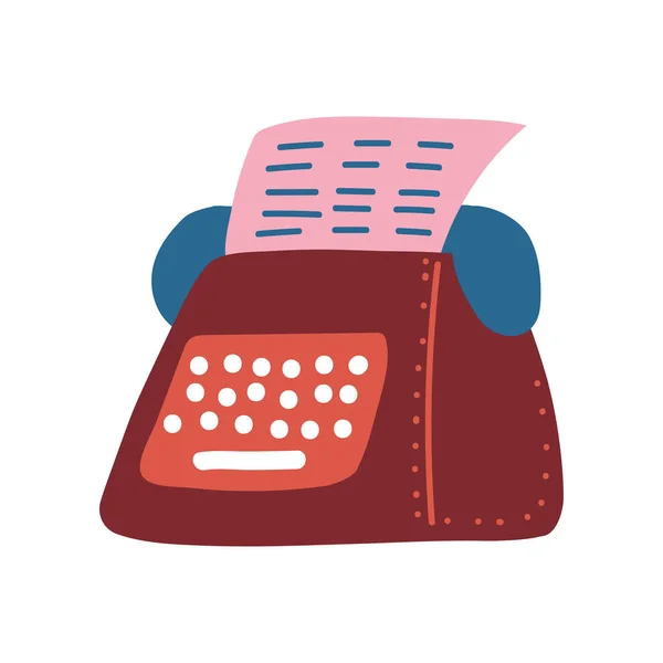 Retro máquina de escrever e rosa em branco folha de papel Vector Ilustração — Vetor de Stock