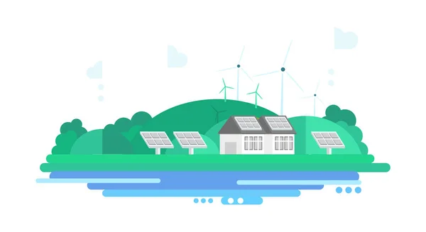 Paisagem Eco Energia. Ilustração vetorial — Vetor de Stock