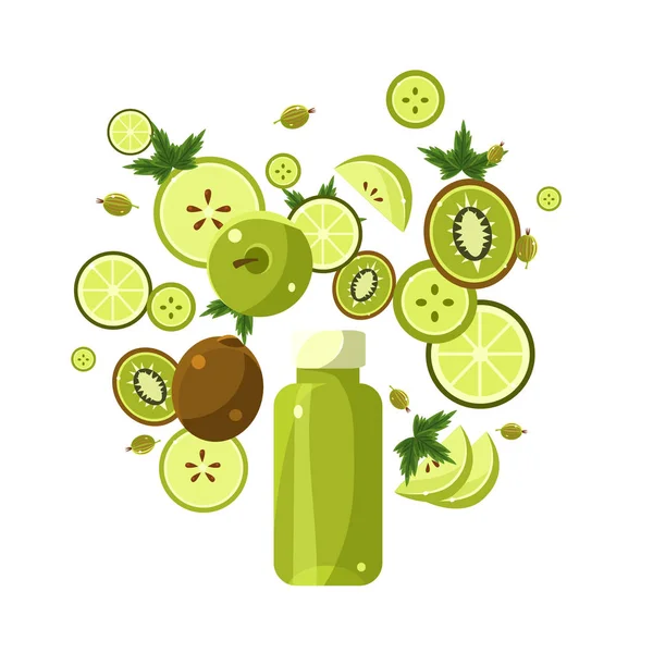 Πράσινο Smoothie Συνταγή. Επεξήγηση συστατικών — Διανυσματικό Αρχείο