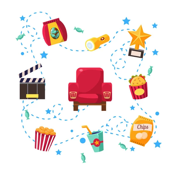 Elementos e ícones de design de cinema — Vetor de Stock