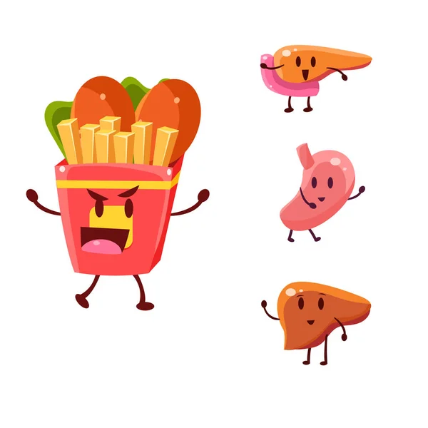 Unhealthy Food Danger. Vector Illustration Set