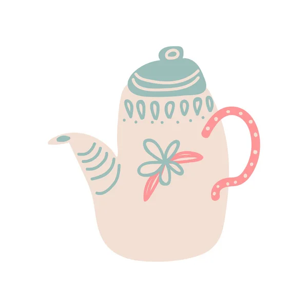 Niedliche Keramik Teekanne mit Auslauf Vektor Illustration — Stockvektor