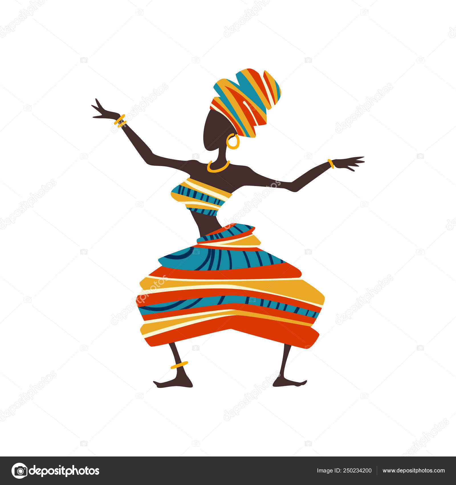 African Woman Dancing, Female Aboriginal Dancer in Bright Traditional ...