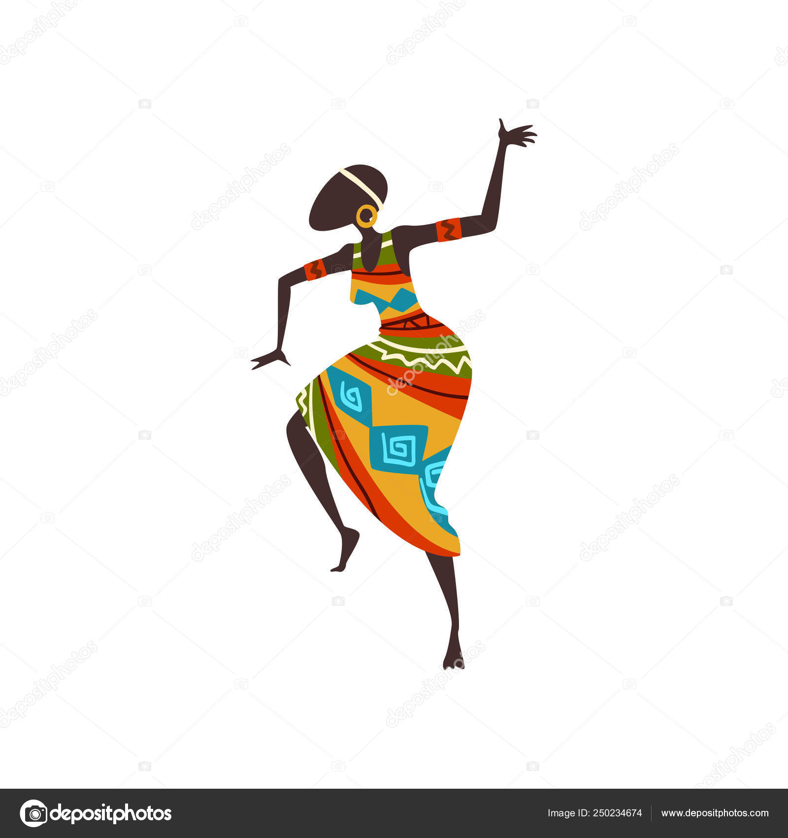 Beautiful African Woman Dancing Folk or Ritual Dance, Female Aboriginal ...
