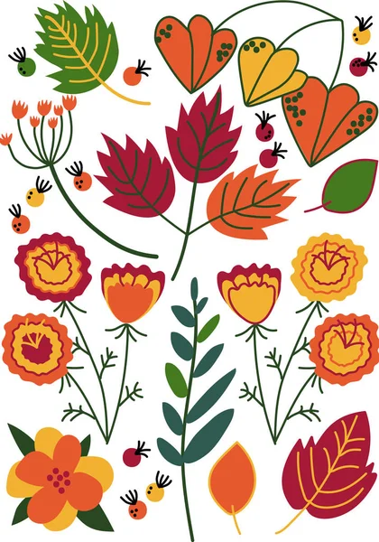 Όμορφη πολύχρωμα άγρια ανθισμένα λουλούδια, βότανα, ποώδη φυτά ανθοφορίας, άνευ ραφής Floral μοτίβο, εποχιακό ντεκόρ εικονογράφηση φορέα — Διανυσματικό Αρχείο
