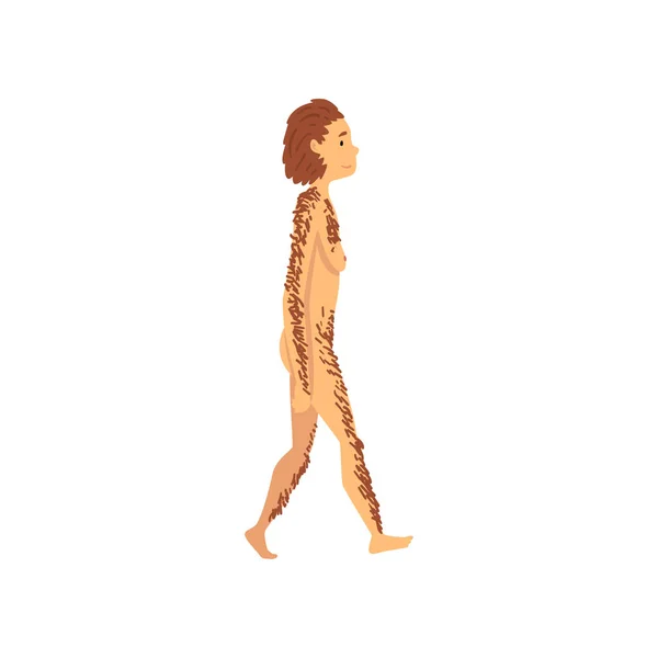 Weiblicher Neandertaler, Biologie menschliches Evolutionsstadium, evolutionärer Prozess der weiblichen Vektorillustration — Stockvektor