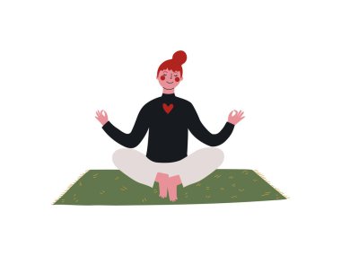 Genç kadın pratik Yoga konumda Lotus, vektör çizim