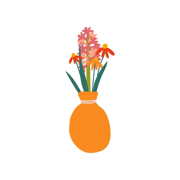 Schöne Frühlings- oder Sommerblumen in der Vase Vektor Illustration — Stockvektor