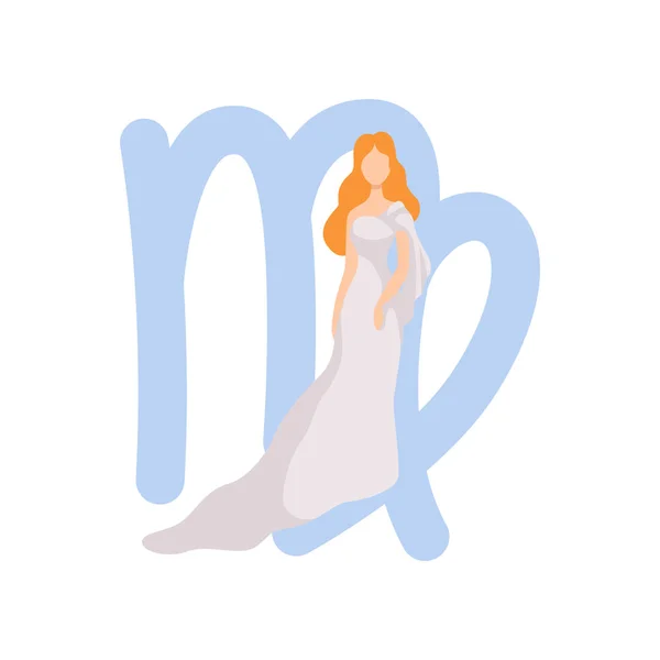 Znamení zvěrokruhu panna, Mladá krásná žena nosí oblečení ve stylu starověkého Řecka vektorové ilustrace — Stockový vektor