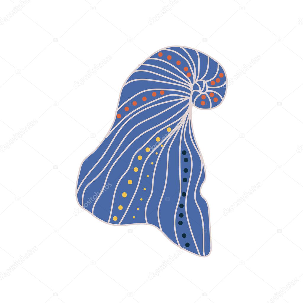 Blue Tropical Marine Underwater Seashell Vector Illustration