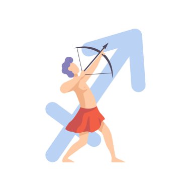 Antik Yunan vektör Illustratio tarzında giyen elbiseler Yay burç, genç adam