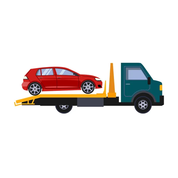 Wegenwachtdiensten tow vrachtwagen illustratie auto — Stockvector