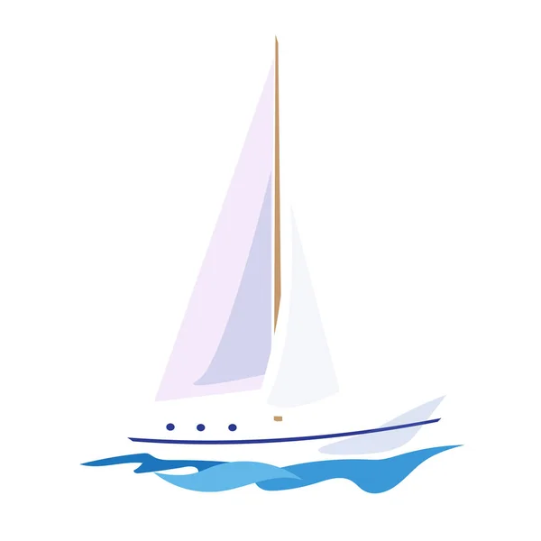 Yacht on the Water. Vector Illustration — Stock Vector