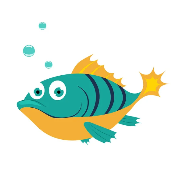 Pescado. Alfabeto gracioso, ilustración de vectores de animales — Vector de stock