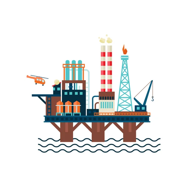 Piattaforma della fabbrica di petrolio. Illustrazione vettoriale — Vettoriale Stock