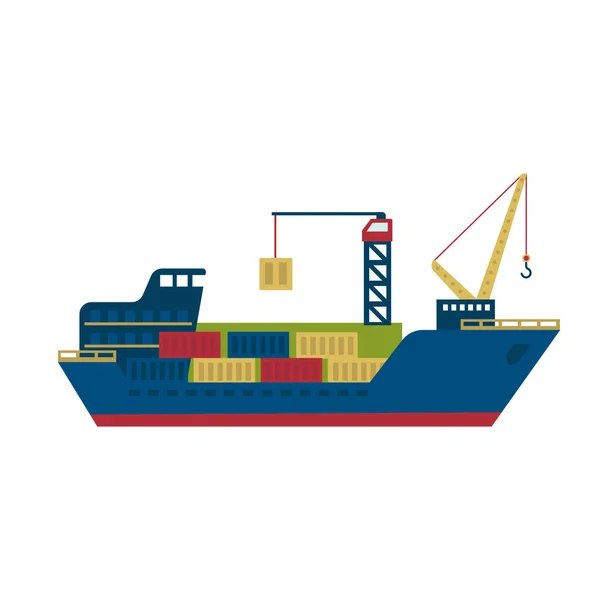 Tanker Cargo Ship with Containers. Vector Illustration — Stock Vector