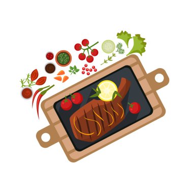 Grilled Steak on Plate. Vector Illustration vector Grilled Steak on Plate. Vector Illustration vector
