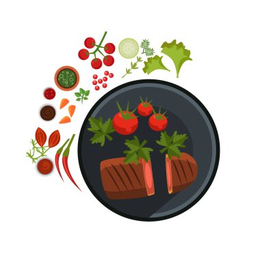 Medium Grilled Steak on Plate. Vector Illustration vector Medium Grilled Steak on Plate. Vector Illustration vector