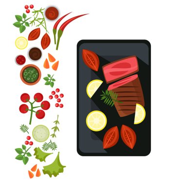 Medium Steak on Plate. Vector Illustration vector Medium Steak on Plate. Vector Illustration vector