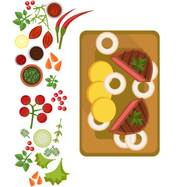 Served Steak on Plate. Vector Illustration vector Served Steak on Plate. Vector Illustration vector