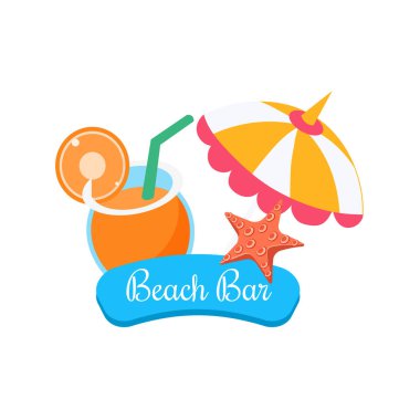 Beach Bar. Yaz tatili. Vektör çizim