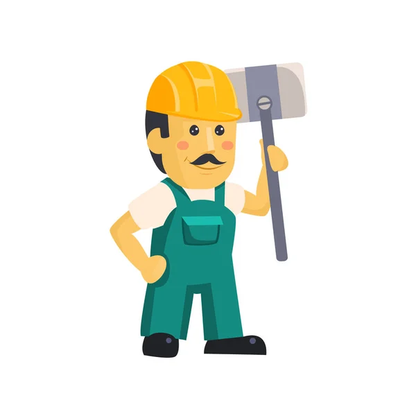 Amistoso trabajador de la construcción hombre con herramientas, vector — Archivo Imágenes Vectoriales