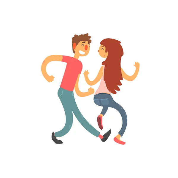 Пара влюблённых танцующих векторных персонажей — стоковый вектор
