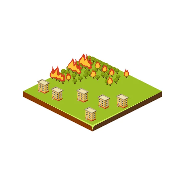 Пожар в лесу. Икона стихийных бедствий. Векторная миграция — стоковый вектор