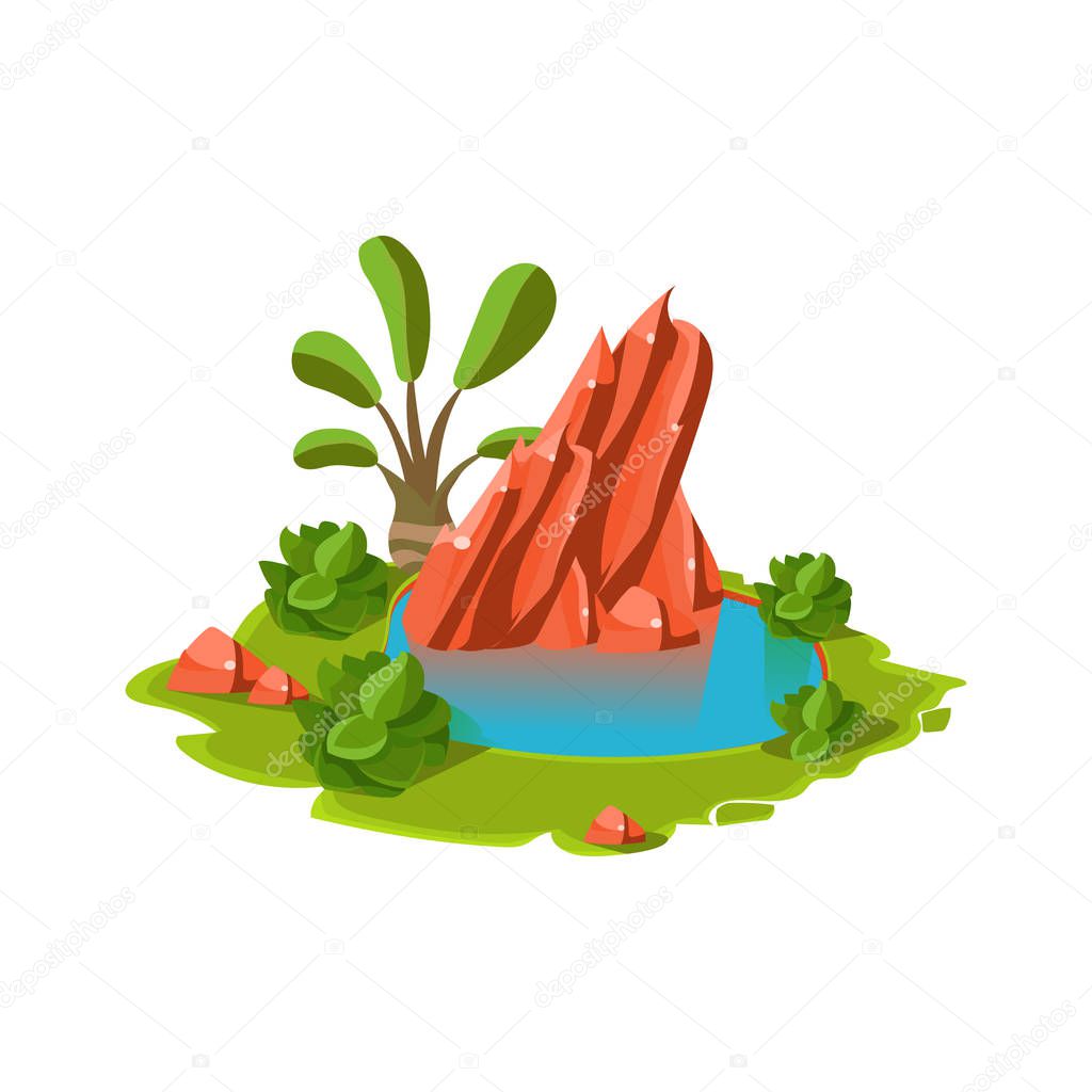 Island with a Lake. Vector Illustration