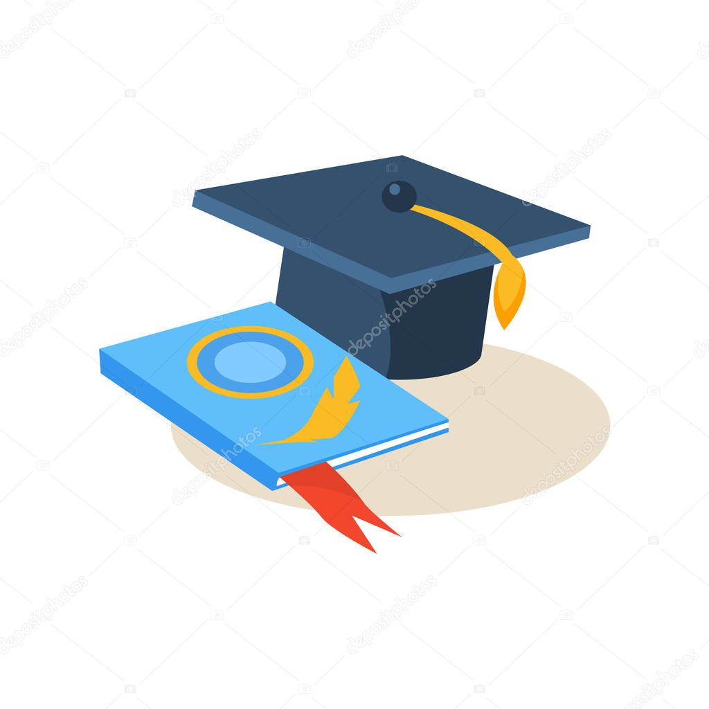 Hat and Book. Education Design Vector Illustration
